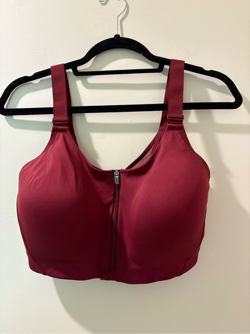 all in motion Front-Zip Sports Bra - Maroon